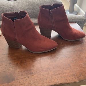 Rust Faux Suede Booties